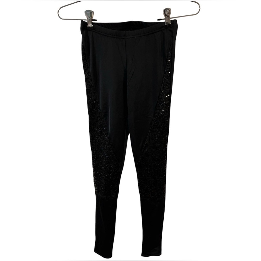 Weissman Black Leggings with Sequins Size Child Medium